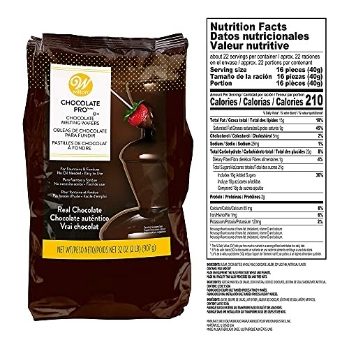 Bag of Chocolate Pro Melting Wafers with nutrition facts.