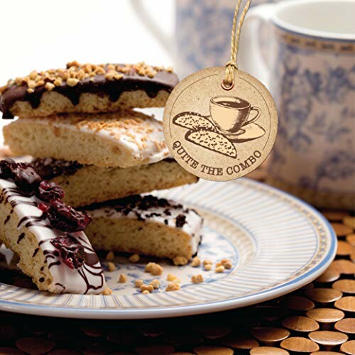 Plate of assorted cakes with a coffee cup tag.