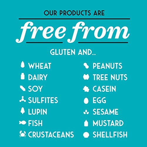 List of allergens the products are free from, including gluten, dairy, and nuts.