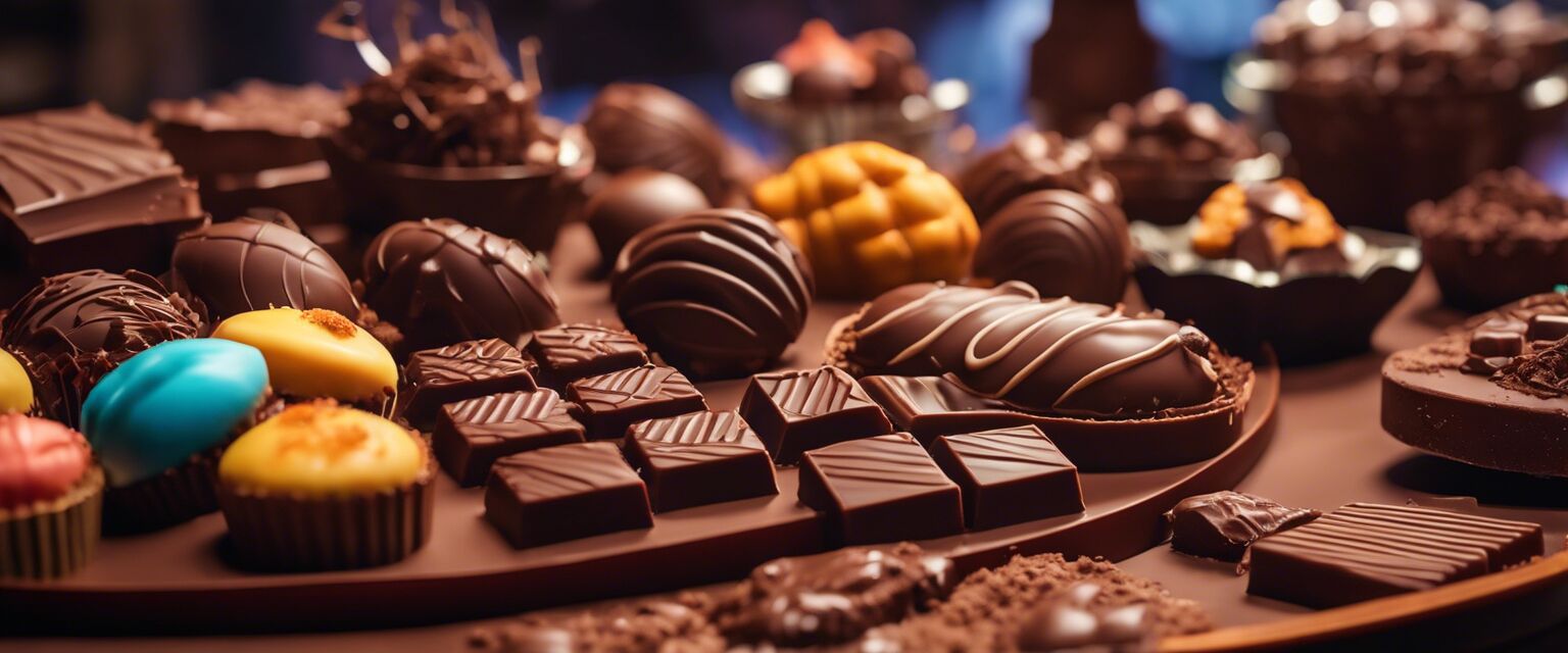 Display of chocolate treats at London's Chocolate Festival